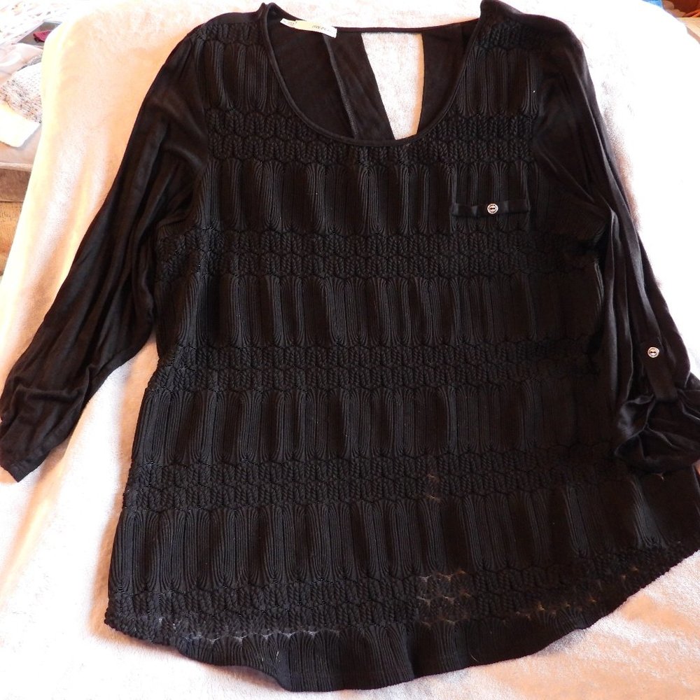 Maurices 3/4 Sleeve Black Blouse